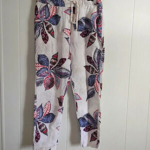 The Porter Collective Women Multicolor Floral Linen Casual Pants Sz Small